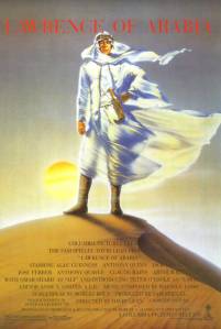 This poster for Lawrence of Arabia really tells you all you need to know: Handsome man in white, lots of desert.